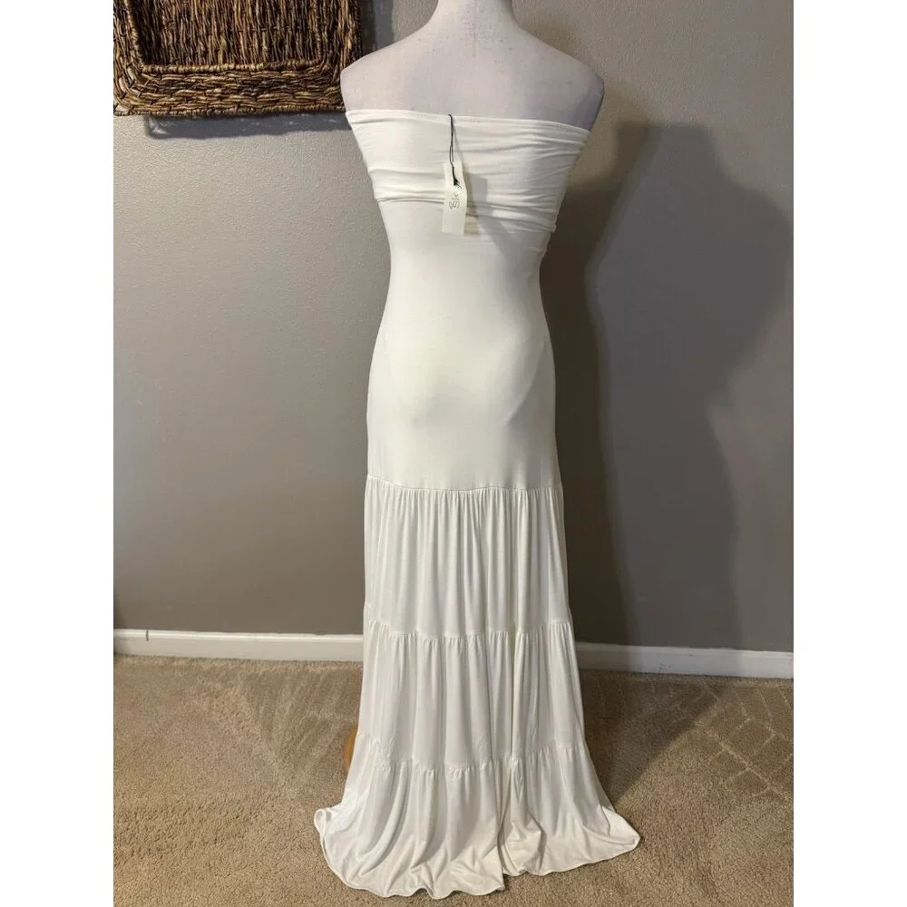 Sky Brand Maxi Dress Large White Crochet Tiered Crochet Jersey NWT NEW